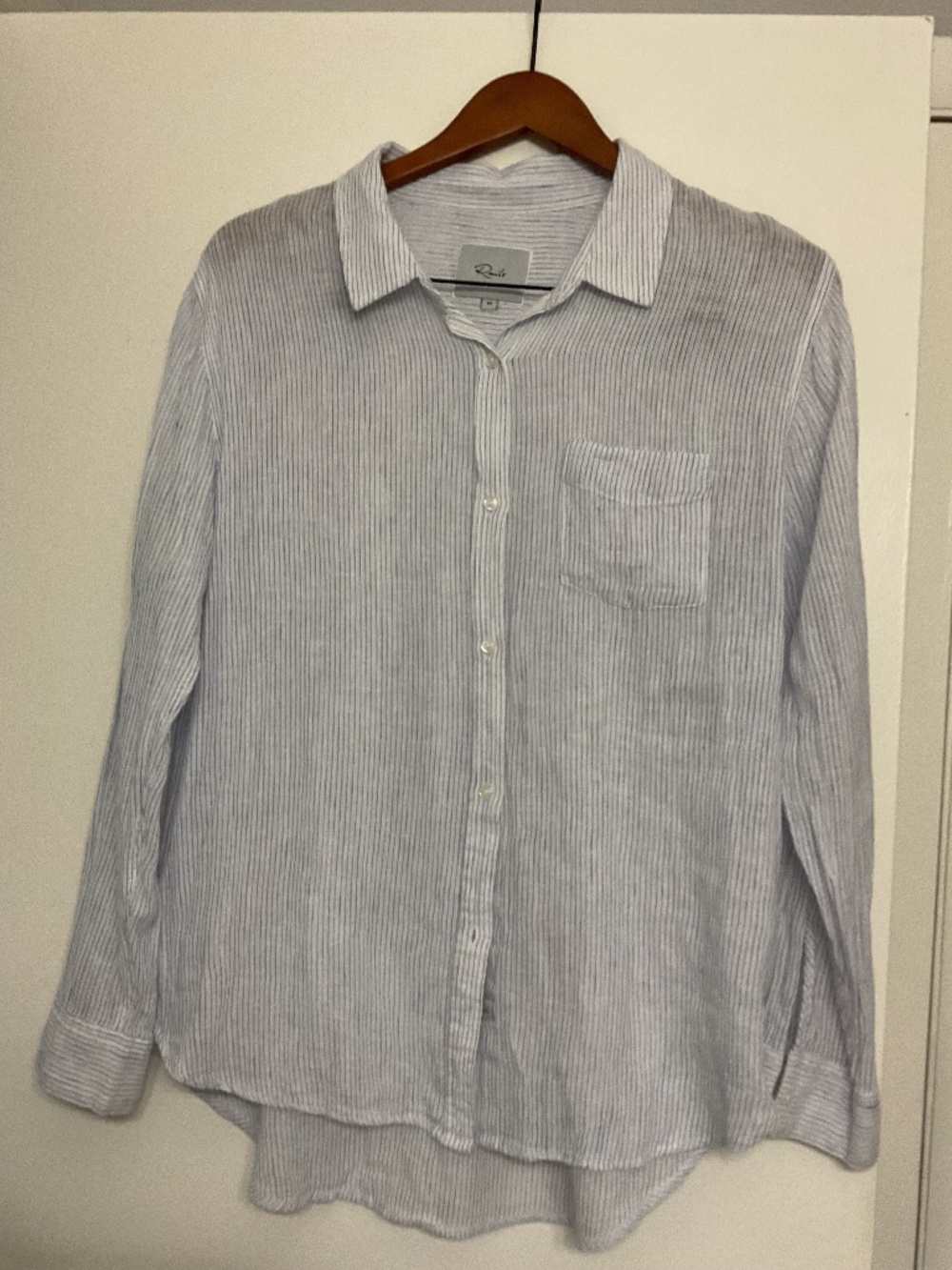 Rails Charli White Royal Stripe Women Button Down Shirt Size M
